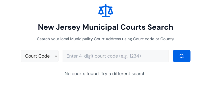 local njmc court codes search